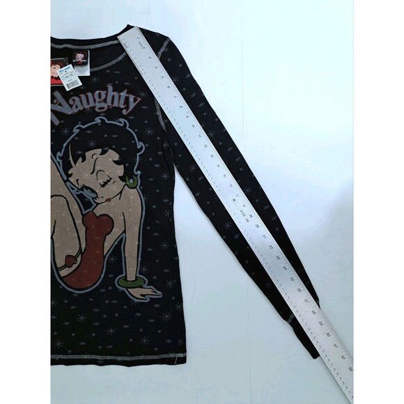 Betty Boop Naughty Long Sleeve Thermal T-shirt Black Size Junior 2XL - Picture 9 of 9